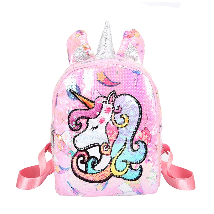 

2020 Fashion sequin unicorn kid mini backpack women Cartoon bag, Customized color