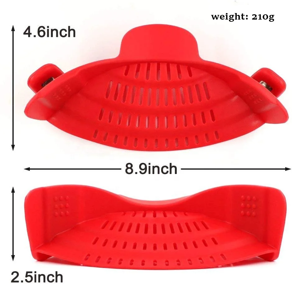 
Food Grade Kitchen Silicone Clip On Pot Strainer 