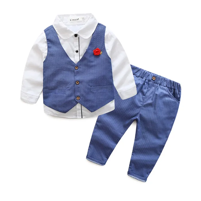 

Spring Autumn Boys Wedding Formal Party Suit With Long Sleeve Shirt And Pants Three Pieces Of Children Clothes, Picture shows