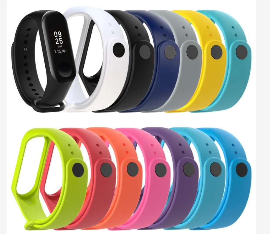 

Manufacturers wholesale Silicone Wrist Strap Watch Band For Xiaomi MI Band 3 4, Green,purple, red, orange,yellow,blue
