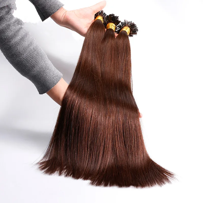 

12A Double drawn thick Russian virgin unprocessed 1g 2g 100G 150G 200G Pre-Bonded U tip hair keratin remy human hairextension