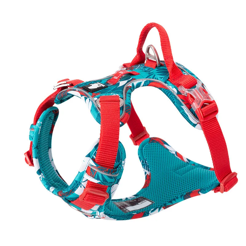 

No pull adjustable service pet lift breathable mesh reflective service pet sublimation dog harness, Purple and red