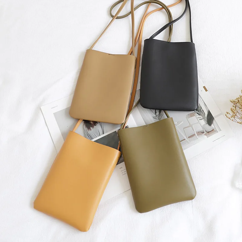 

Vertical Mobile Phone Bag Ins Joker Simple Soft Surface Satchel Mori Art Leisure Sling PU Shoulder Bag