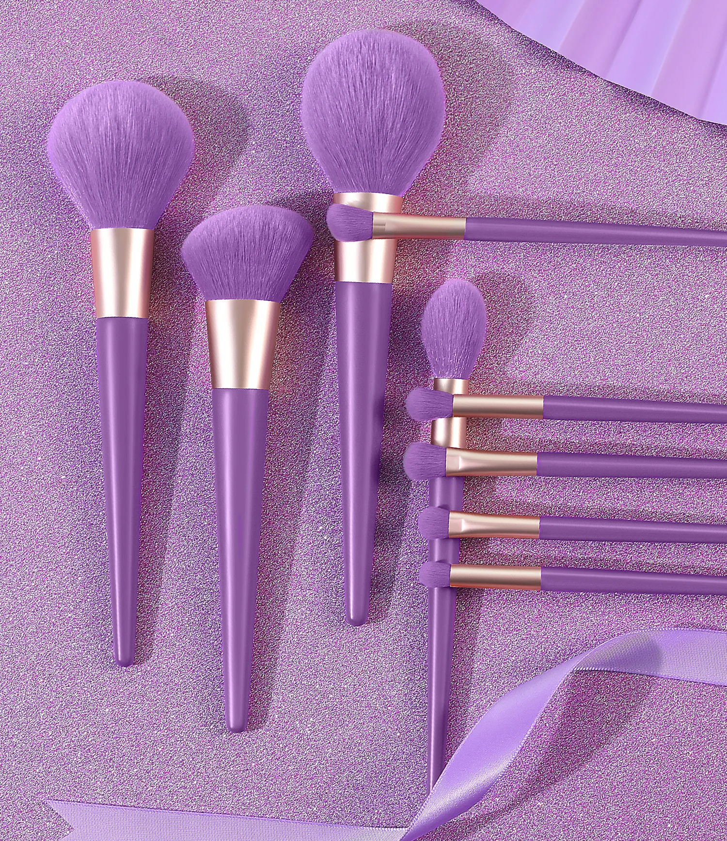 

2021 NEW arrivals 9pcs makeup brush high quality purple nylon hair foundation brush cosmetic tools kit custom label, Customized