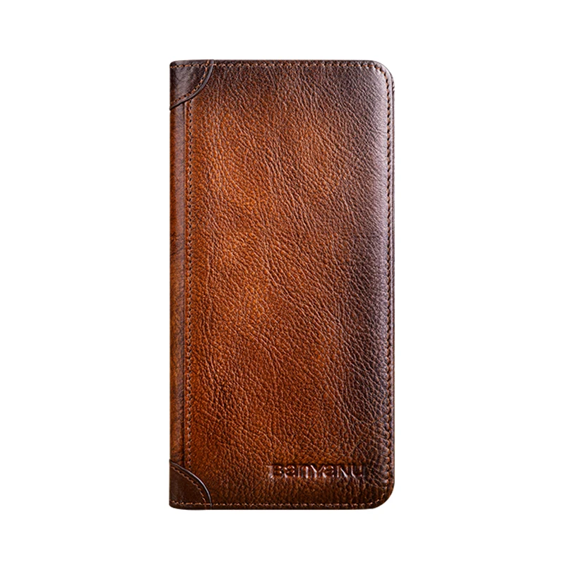 

RFID leather retro ultra thin long wallet for men