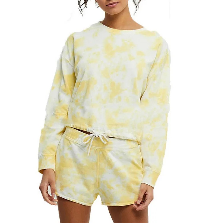 

new casual sports wear tie dye color summer fashion two piece women popular casual femal wear