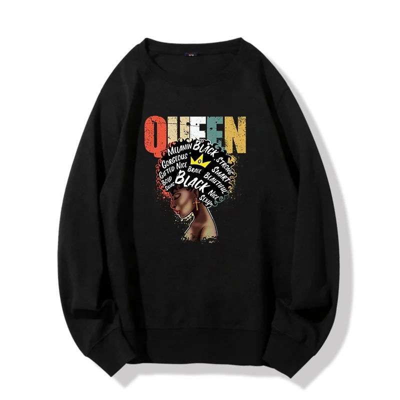 

Wholesale Custom Black Queen Cotton streetwear Hoodies Oversized crop top Womens Hoodies sweatshirts