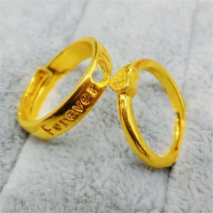 

Brass Gold Plated Couple Ring Exquisite Craftsmanship Gold Love Heart Ring