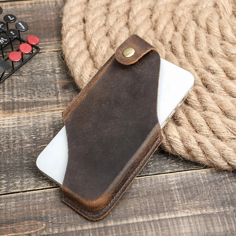

CONTACT'S FAMILY 100% Genuine Leather Men Cellphone Loop Holster Case Belt Waist Bag Phone Wallet Anti theft Portable Wallet