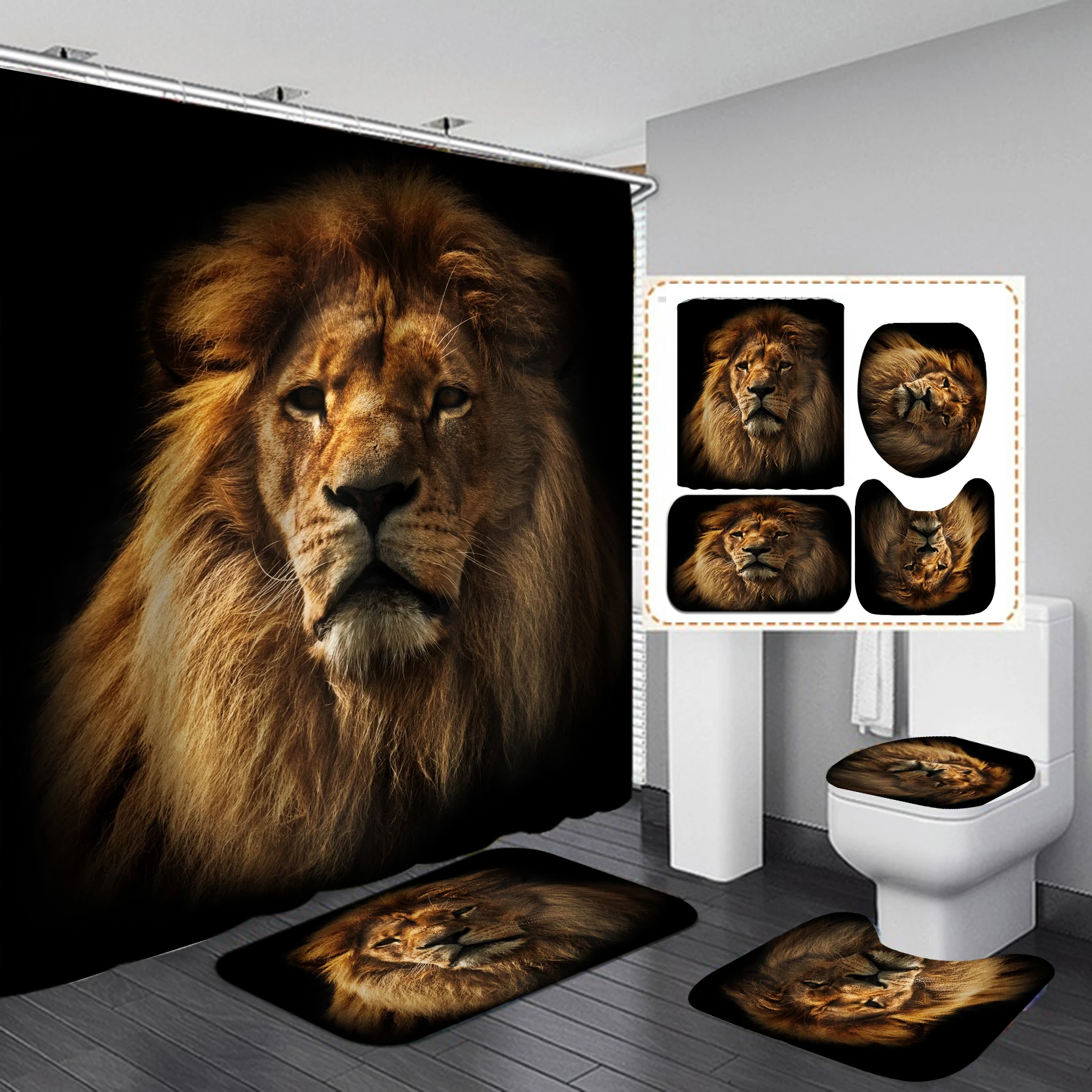 

European Vintage Curtain Shower Custom, Better Lion Design Extra Long Shower Curtains For Bathroom.