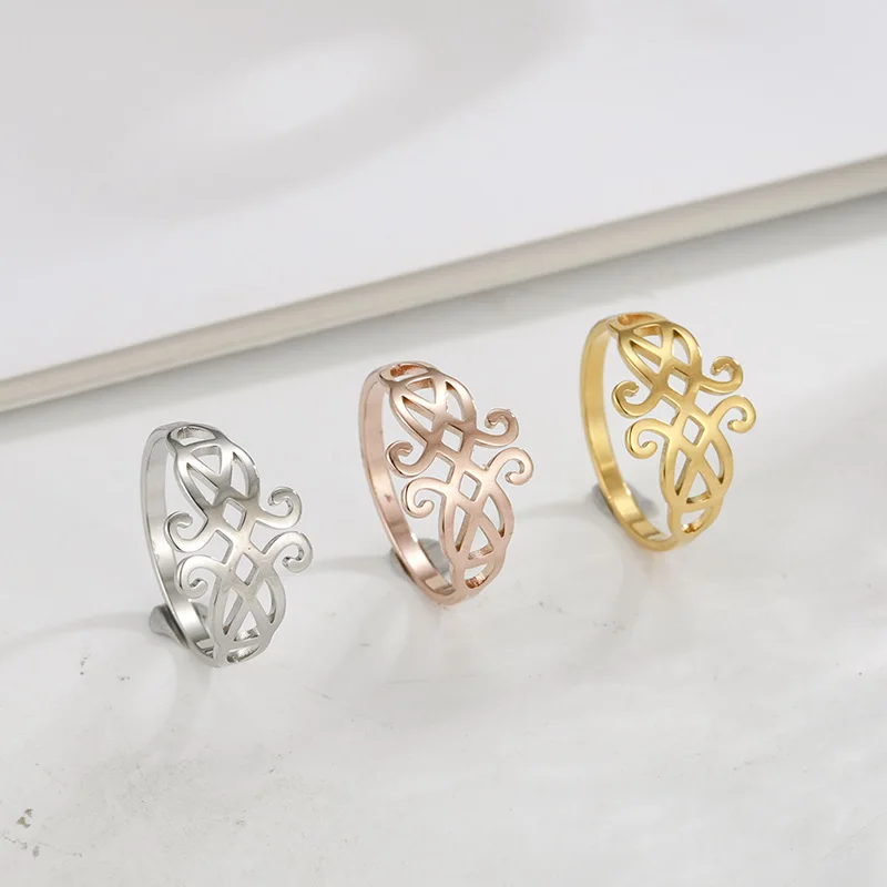 

Stainless Steel Fashion Women Filigree Flower Ring Finger Rings Love Jewelry Anniversary Gifts For Women Real Gold Plated Rings, Steel color,gold, rose gold