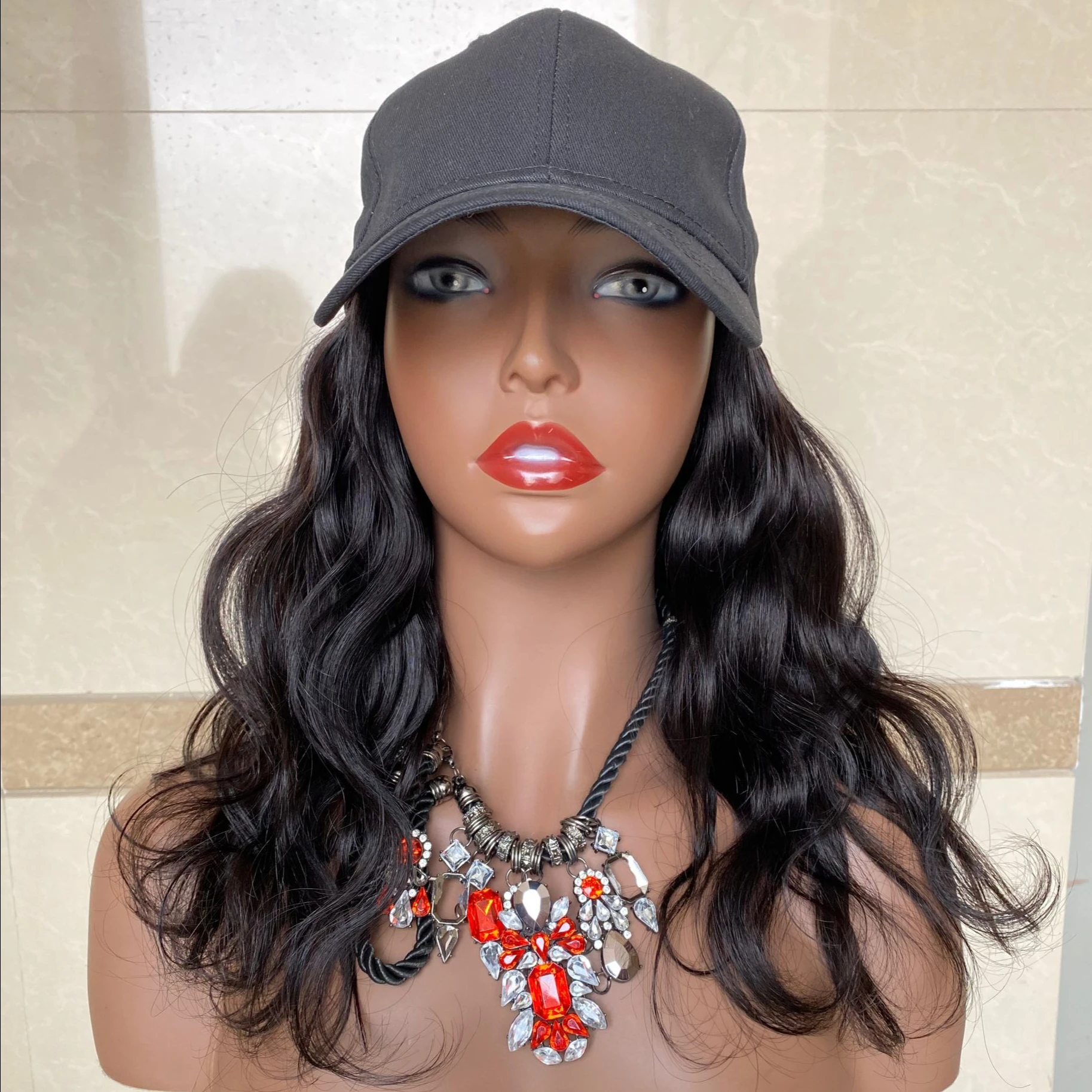 

Body Wave Human Virgin Hair Bundles Wig Baseball Hat Wig Style and Go
