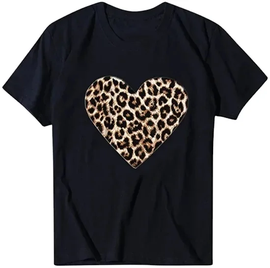 

Fashion Ladies' Round Neck Short Sleeves Print T Shirt