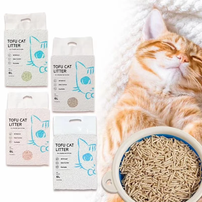 

2020 Food Grade Nature Tofu Cat Litter Green Tea Peach Cat Litter Bentonite Toilet Quickly Absorbed 6L, Three colors