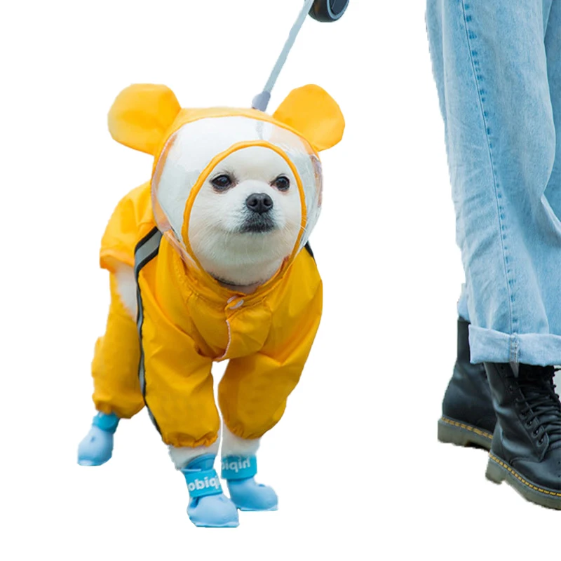 

High Quality Reflective Dog Raincoat Four-Legged Waterproof Reflective dog jacket, Customized color