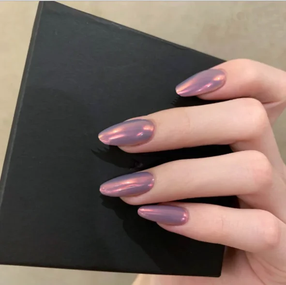 

High Quality Ballerina Fake Nails Mirror Metal Effect Press On Nail 24pcs, Multi color