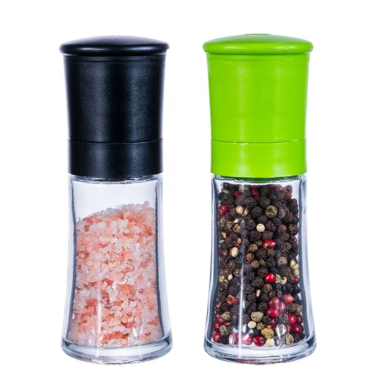

Wholesale 70ml glass bottle plastic frosted lid spice shaker adjustable manual salt and pepper grinder jar
