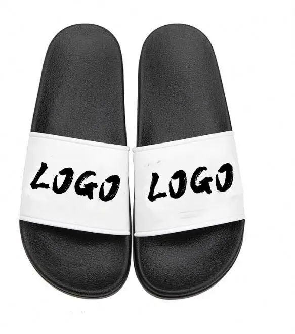 

Wholesale cheap PVC Slides Sandal Black Men's sandal Custom Logo Slide Custom Men woman Slipper slides, As shown