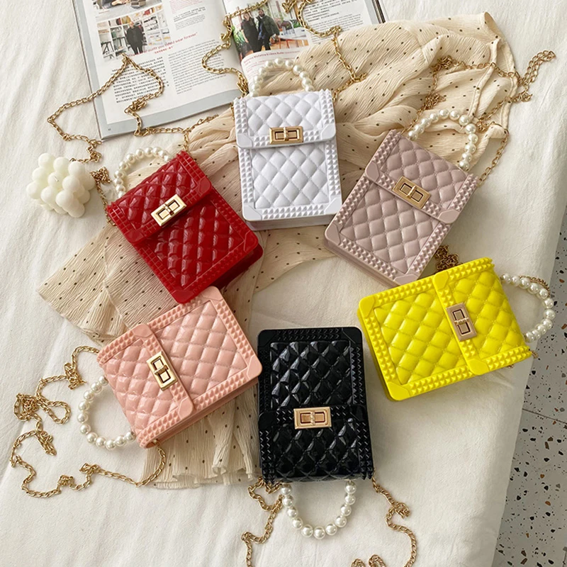 

New Fashion Ladies Jelly Purses Handbag Chain Shoulder Bags Luxury Mini Jelly bags, The picture color