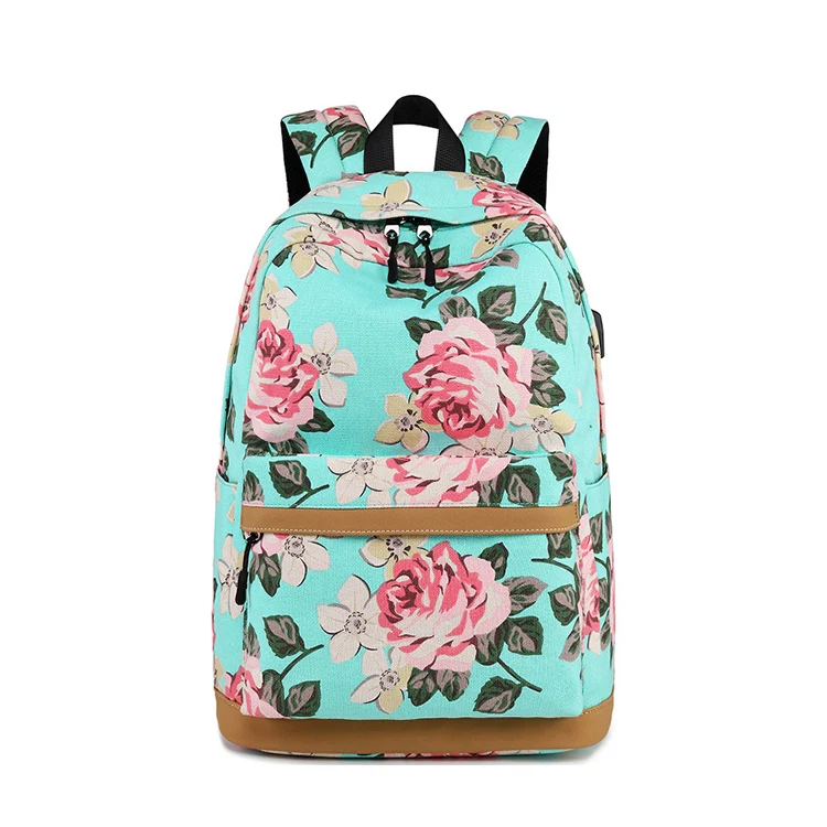 

Women's Backpack Korean Canvas Printed Backpack Personalized Schoolbag Girl's Large Capacity Traveling Backpack, Customized color