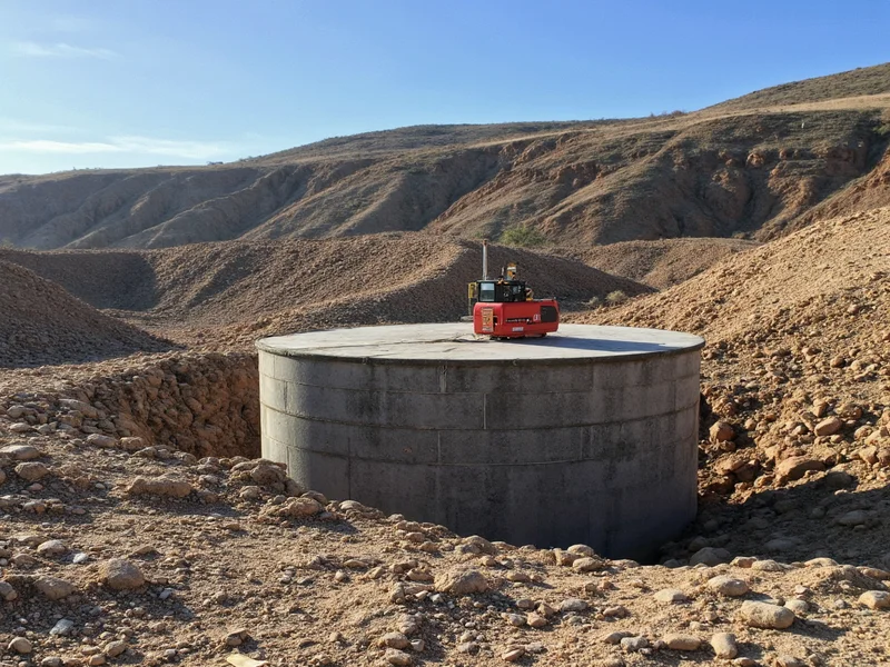 Laser level checking stock tank foundation site