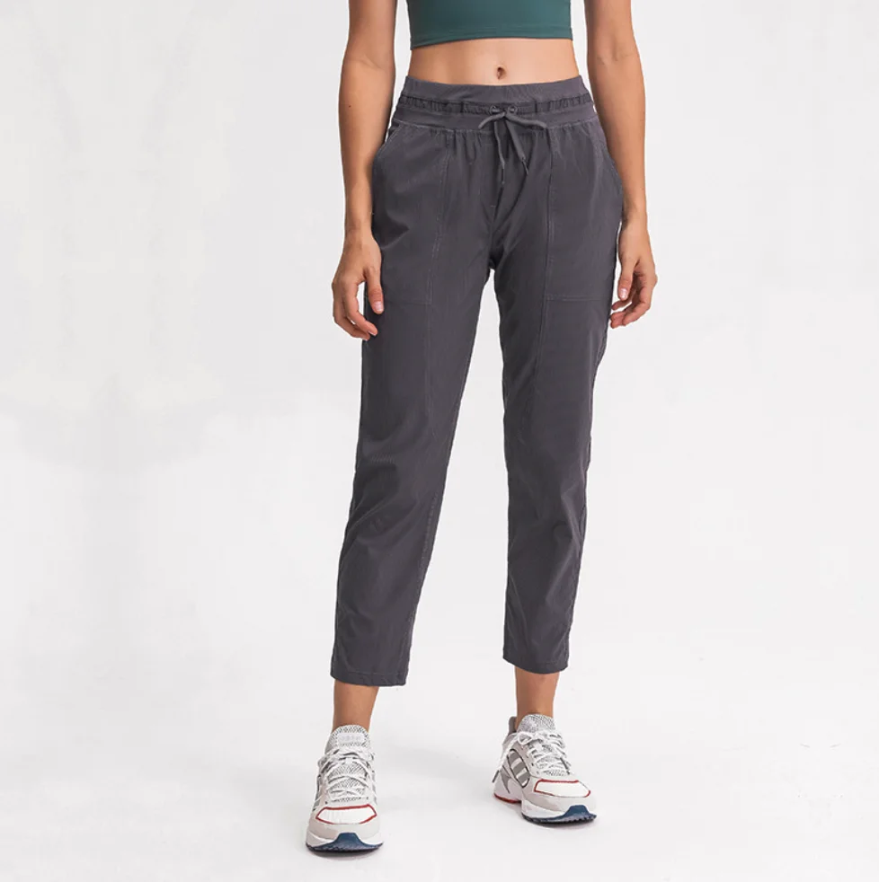 

High Quality Girl Sports Joggers Nylon Drawstrings Leggings For Running Sport Pants Women, Forest green,blue black,lunar,black