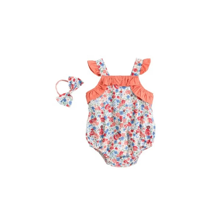 

Newborn clothes summer girl's Pure Cotton Floral clothes baby climbing rompers