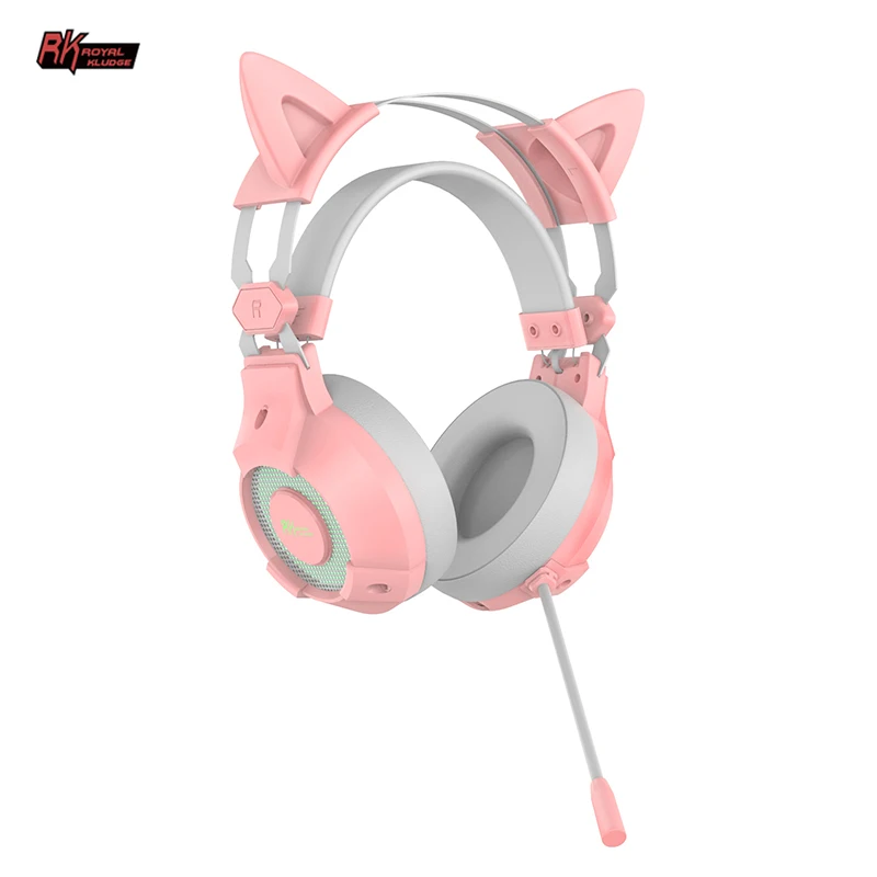 

Royal Kludge RK mic cat ear audifonos gamer rgb computer usb wired noise cancelling gaming headphones headset