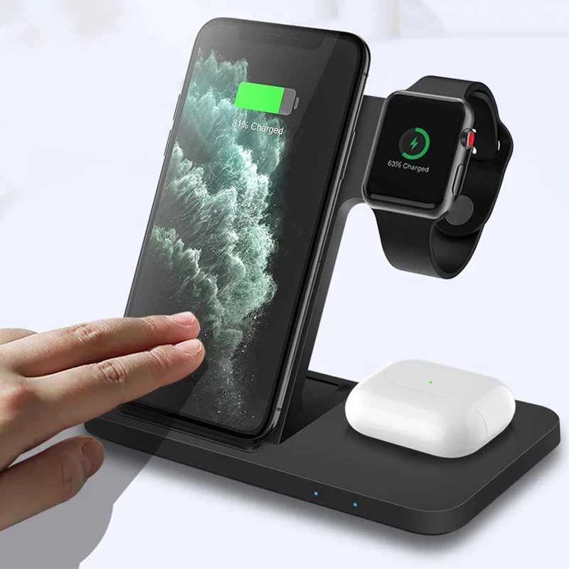 

15W Portable Phone Stand Fast Qi 3 in 1 Wireless Phone Charger For Cellphone wireless charger