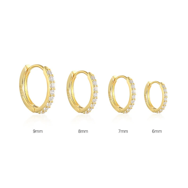 

Aimgal Jewelry Wholesale S925 Silver 18k Gold Plated 4A Zirconia Round Earring Buckle Earring Set