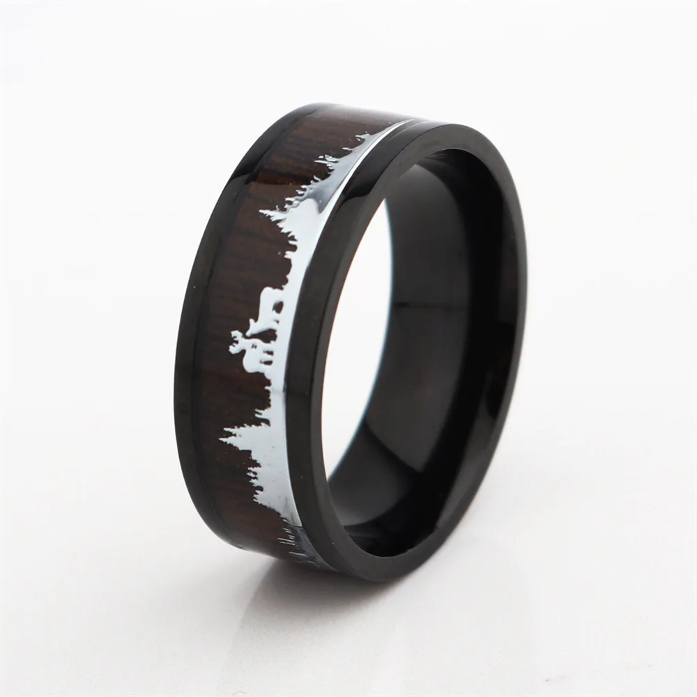 

MSYO New Exaggerated Stainless Steel Wood Men Ring