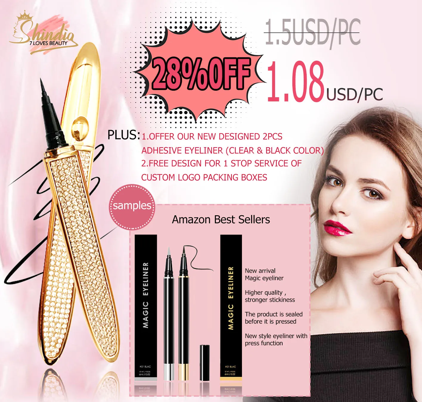 

28% off reusable ultra-glamorous not too dramatic colorful Standard Wholesale diamond Eyeliner Glue Plus Boxes Combo, Mixed colors