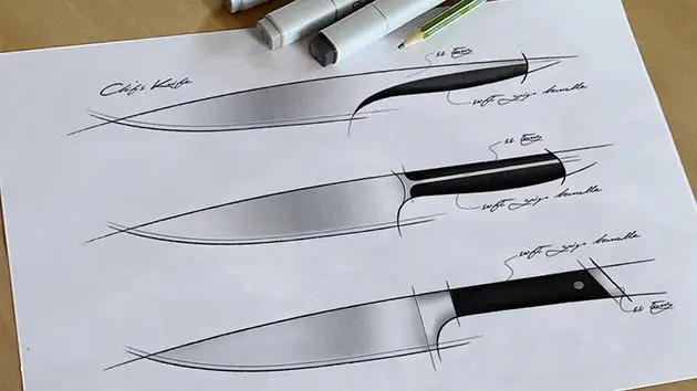 厨房刀具  odm 和 oem 服务 与客户对话,谈话笔记和确认刀具设计