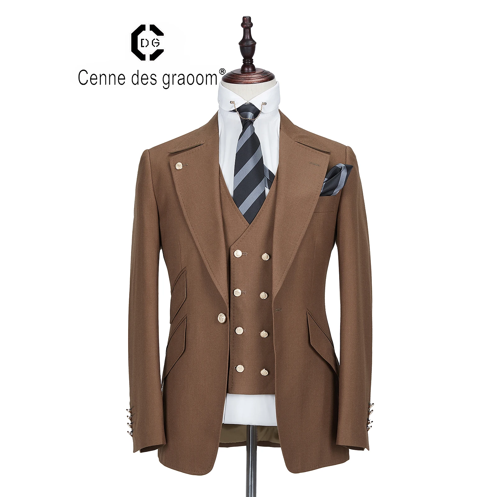 

Wholesale price Perfect quality wool fabric Slim for man suit men's long suits for sale set, Brown