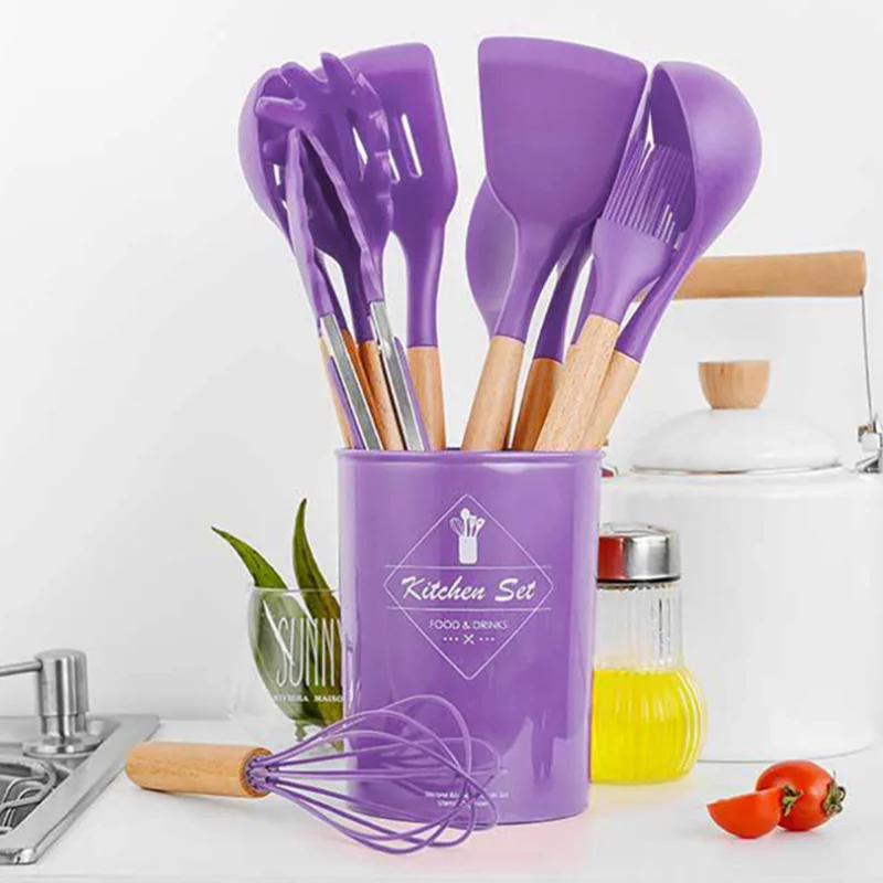 

Non-Stick Kitchen Utensils 12Pcs Accessories Set Silicone Kitchenware Cooking Tools Set, Customized