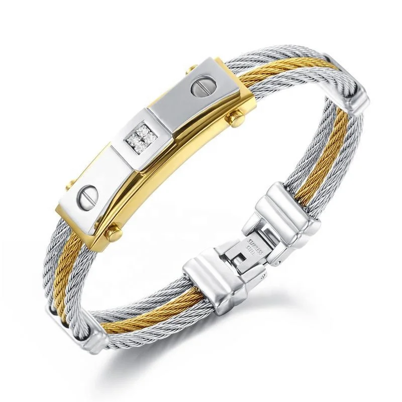 

Free Shipping 40G Men Jewelry Fashion 316L Stainless Steel Rhinestone Bangle, White