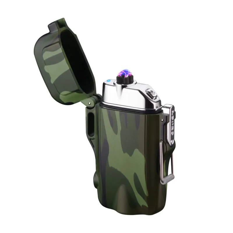 

Outdoor Camouflage Waterproof Double Arc Pulse Lighter Electric Plasma Windproof Cigarette Lighter USB Charging Electric Lighter