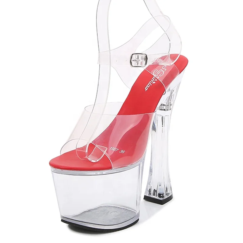 

manufacturer custom logo footwear 18cm stripper shoes sexy crystal platform heels sandals