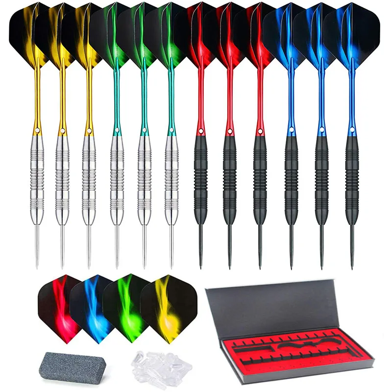 

12 Pack Steel Tip Darts, Professional 22 Grams Metal Dart Set