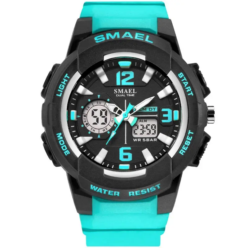 

2019 Smael 1643 cool military sport unisex digital wristwatches 5ATM water resistant with PU rubber strap