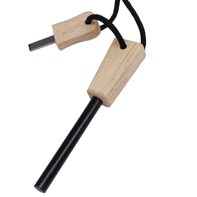 

Handcrafted Wood Magnesium Fire Starter HSS Striker Manufacture Firesteel Ferro Rod with Paracord Survival