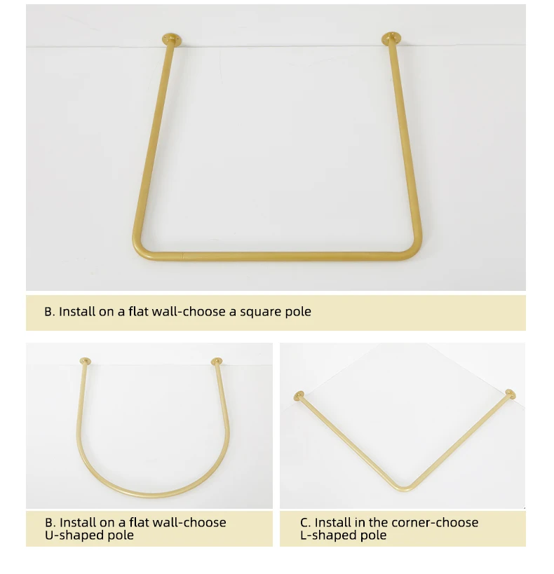 Wall Mounted Metal Curved Curtain Rod Display Rack Dressing Room