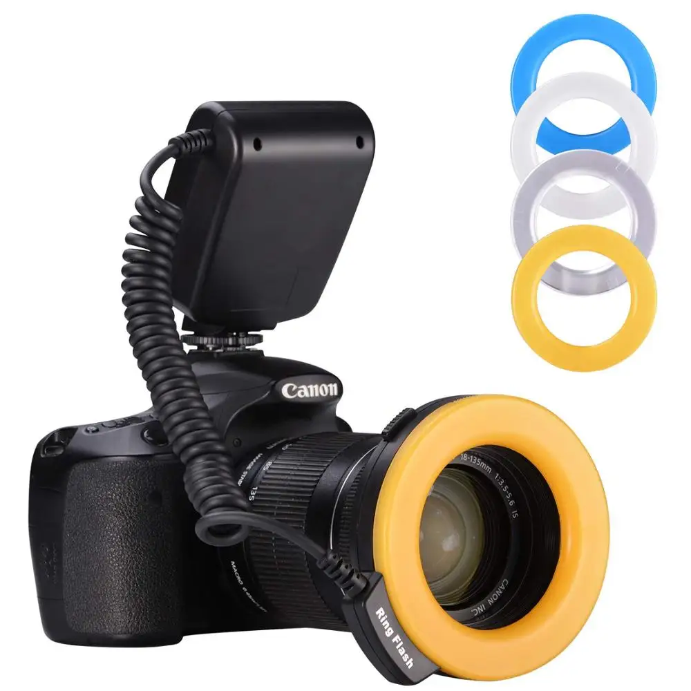 

LED Macro Ring Flash light with 8 adapter ring For Nikon Canon Pentax Olympus Panasonic Camera as FC100 ring flash