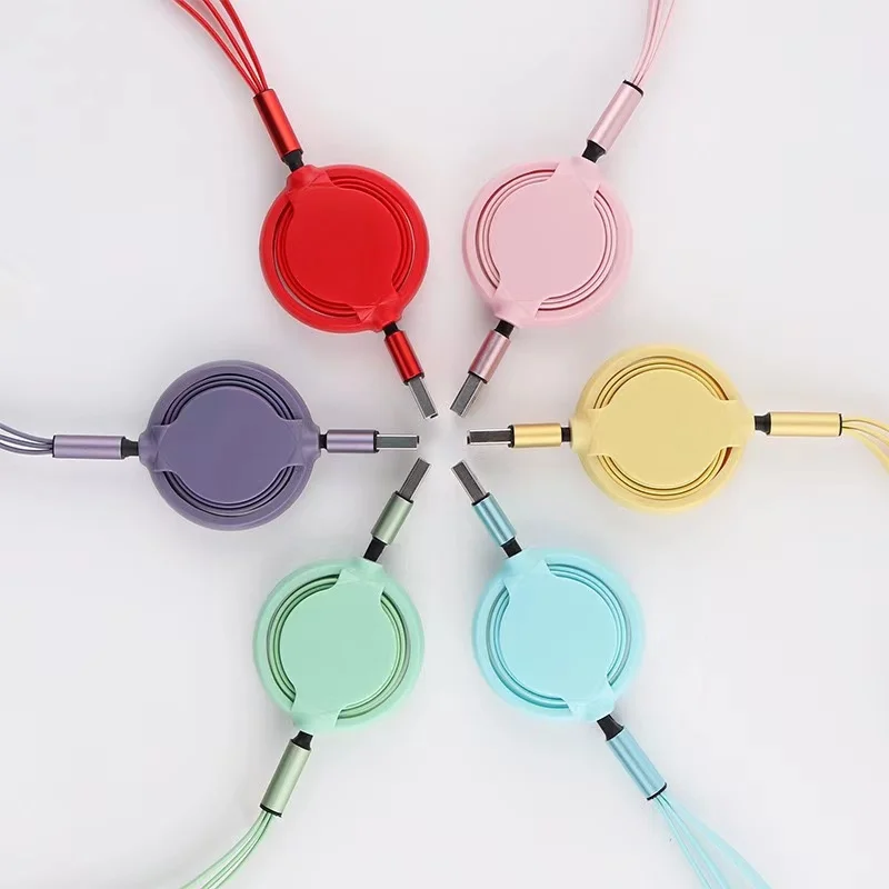 

4ft Retractable Multi Charging 3-1 Multiple Devices Phone Connector Universal Fast Charger Cord Adapter 3in1 USB Charger Cables, 7 colors