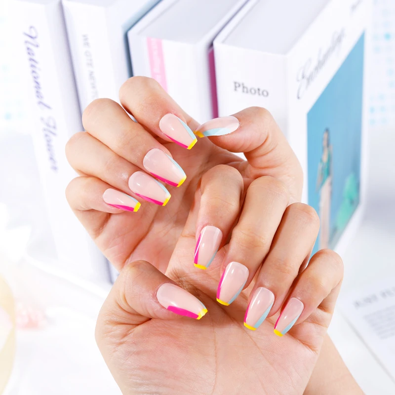 

French design coffin shape ABS material false nail, Customized