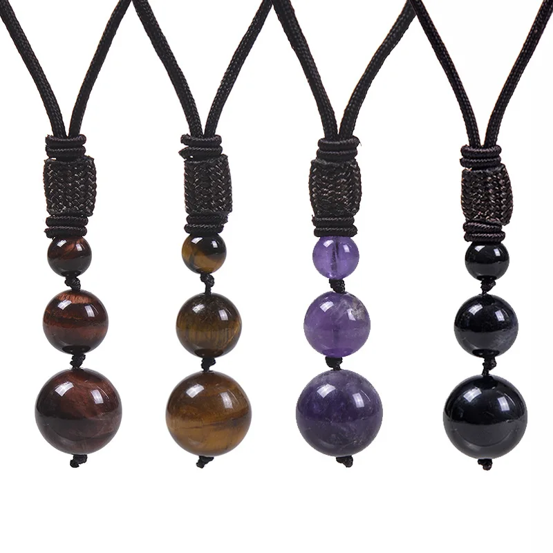 

wholesale natural stone crystal amethyst tiger eye bead Pendant necklace creativity gemstone jewelry necklace for women men