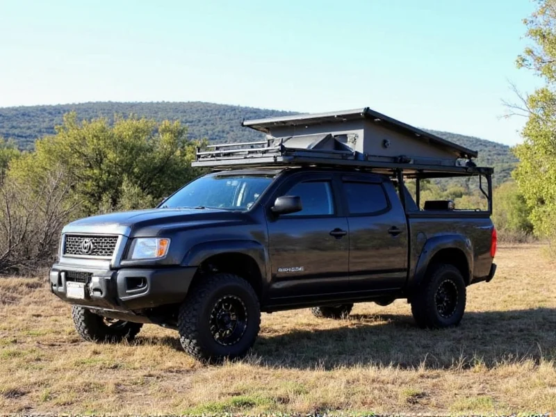 Completed homemade pickup camper with solar setup