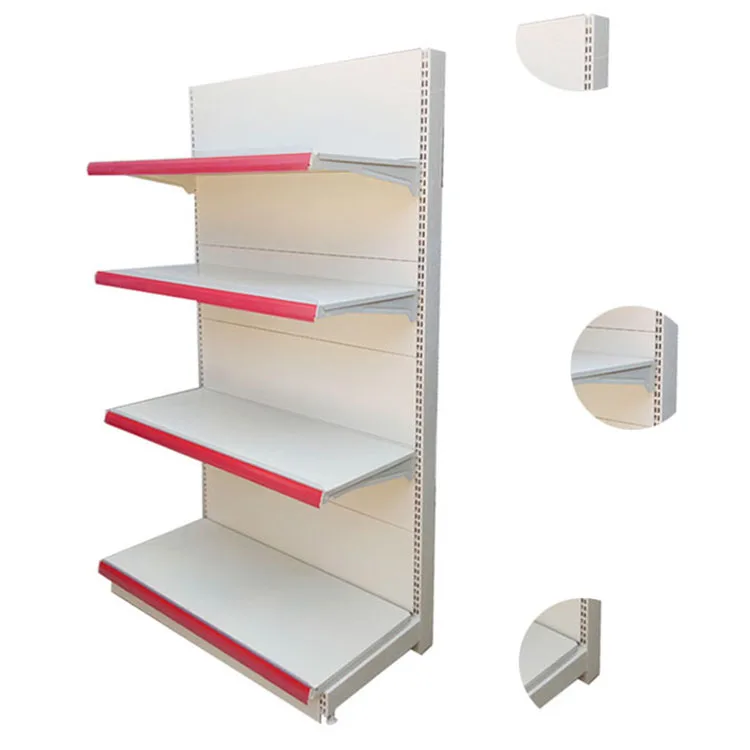

Q235 Mental Milk White Single Sided Steel Supermarket Display Shelve Pharmacy Shelving Rack Display Gondola Supermarket