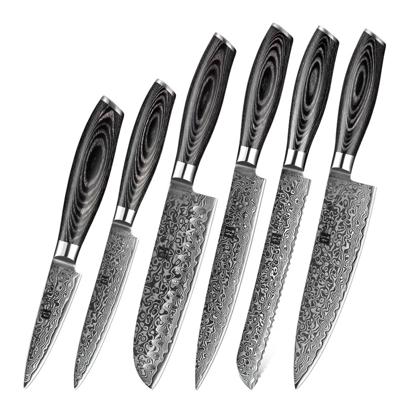 

6 pcs Japanese VG10 kitchen Damascus knife set