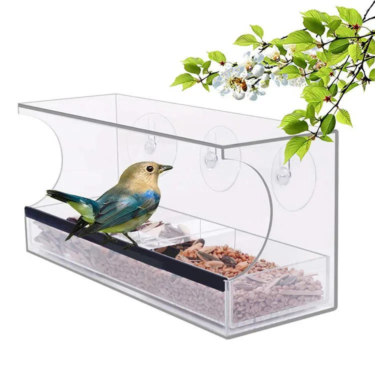 

Wholesale acrylic parrot bird feeder transparent bird cage rectangular feeder